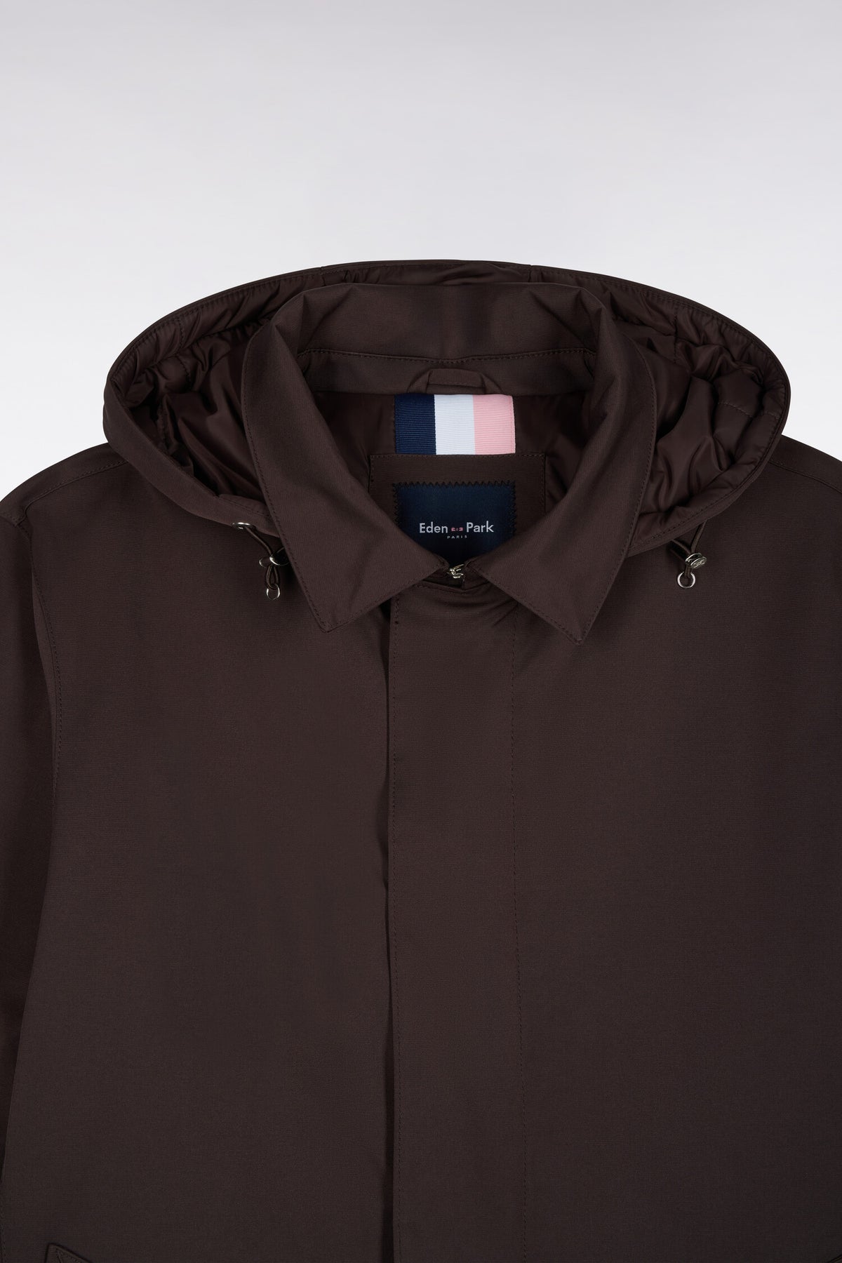 Imperméable en nylon marron à capuche amovible