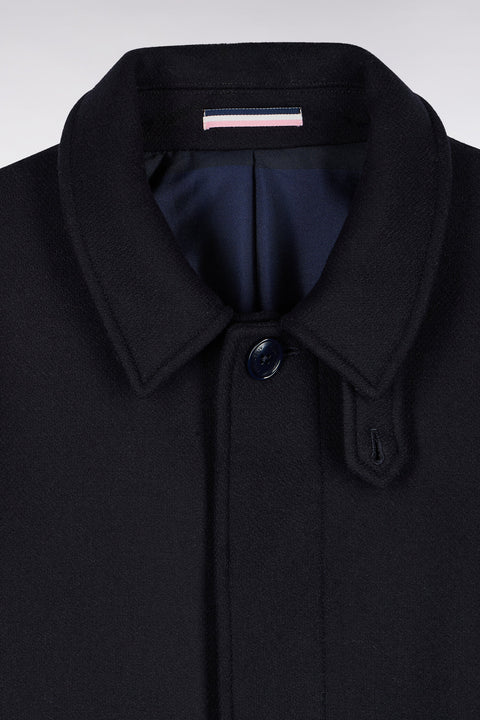 Manteau long en lainage marine coupe droite - Image 2