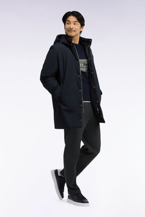 Parka noire à capuche amovible - Image 1