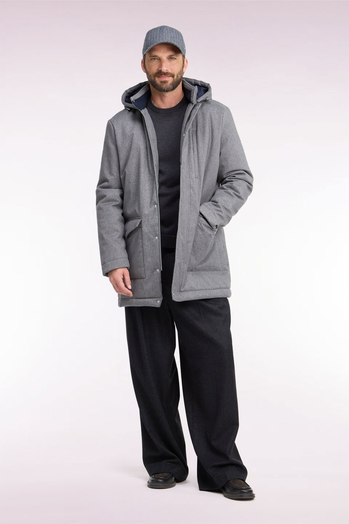 Parka façon flanelle grise