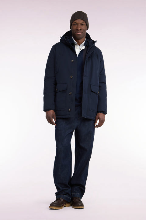 Parka boutonnée marine - Image 3