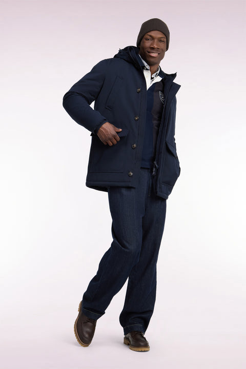 Parka boutonnée marine - Image 1