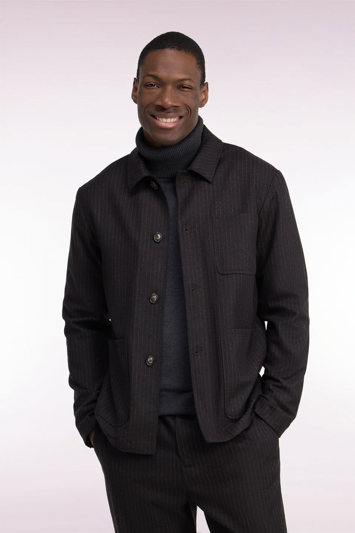 Surchemise en flanelle marron coupe droite