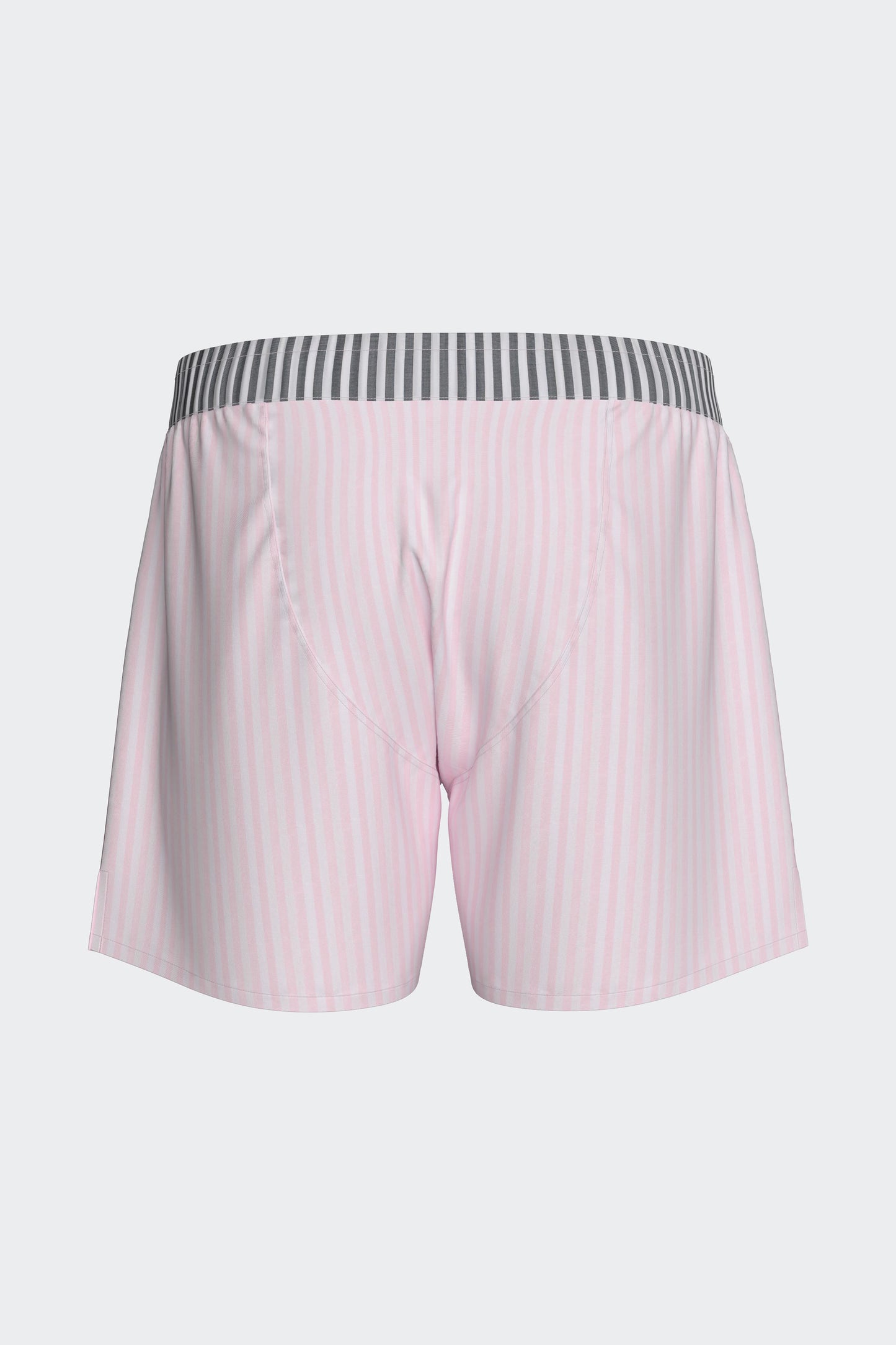 Caleçon en popeline de coton bicolore rayée marine et rose