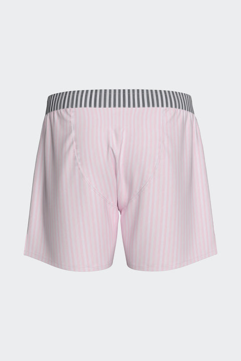 Caleçon en popeline de coton bicolore rayée marine et rose - Image 3