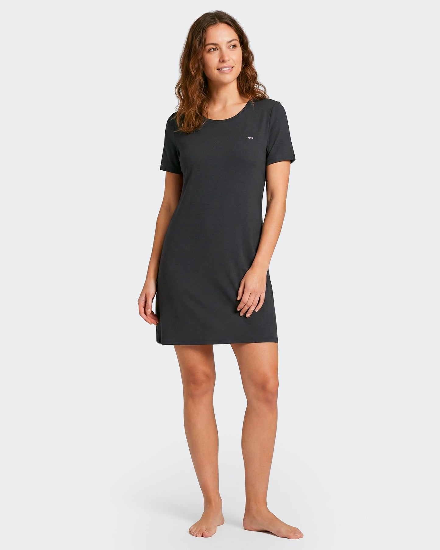 Nuisette unie en Tencel stretch marine