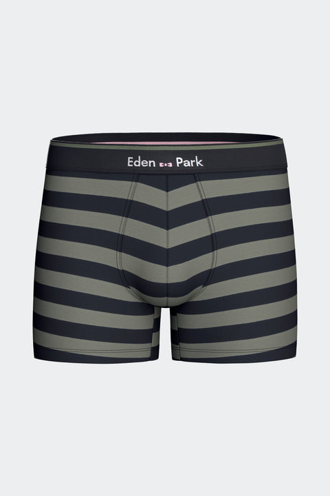 Lot de 2 boxers en jersey de coton stretch unis et rayés marine et kaki - Image 3