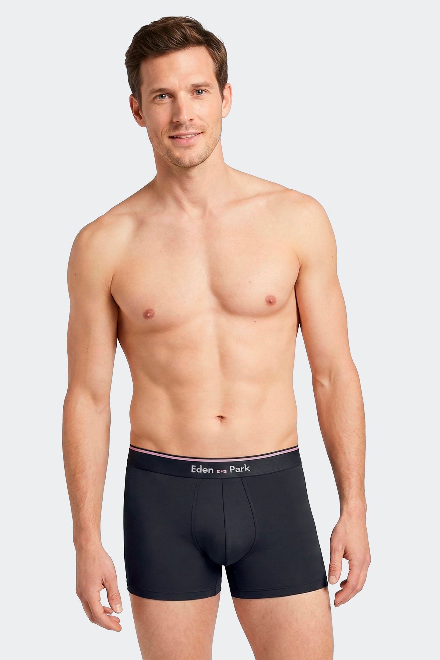 Lot de 2 boxers en jersey de coton stretch unis et rayés marine et rose