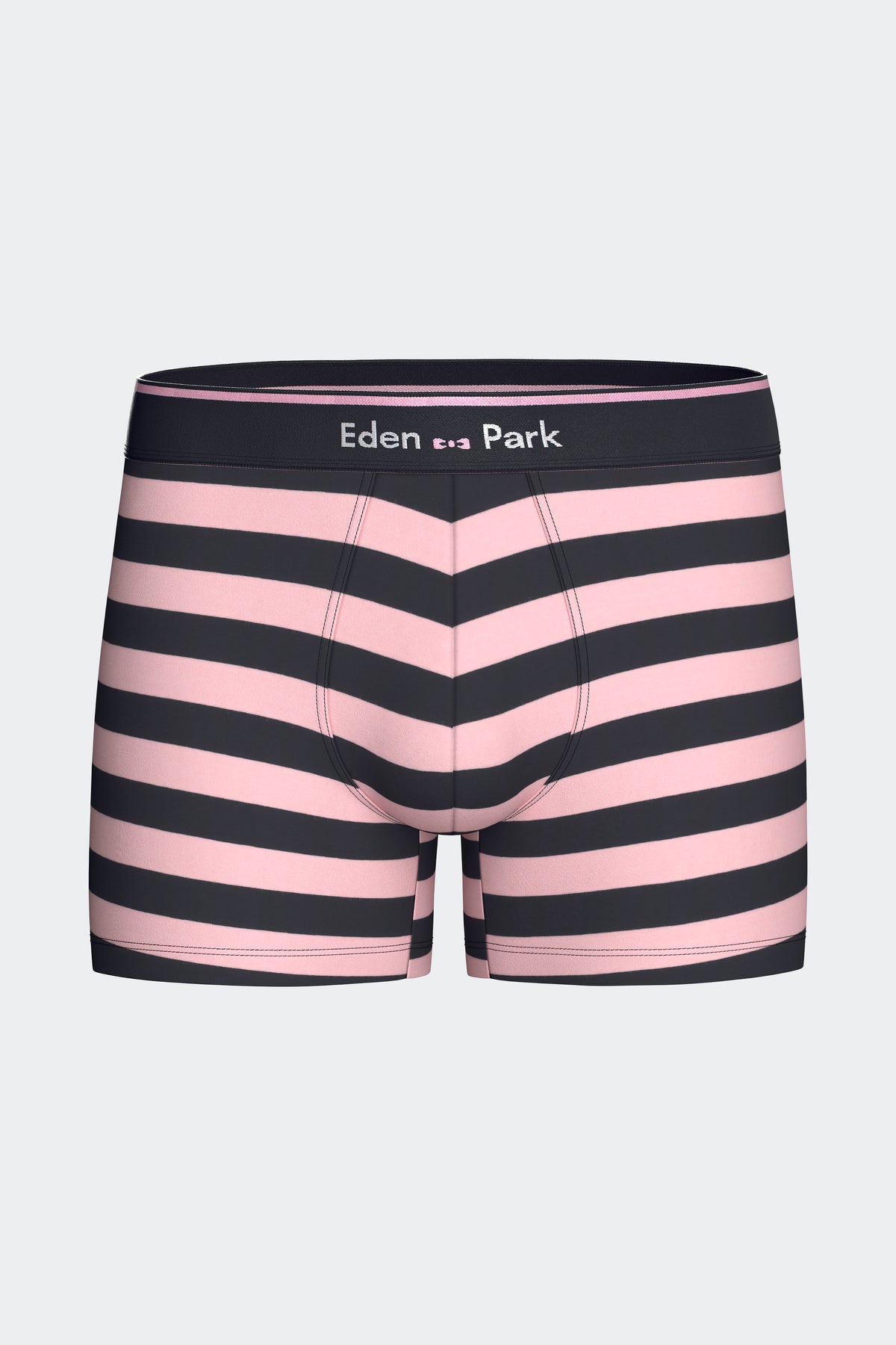 Lot de 2 boxers en jersey de coton stretch unis et rayés marine et rose