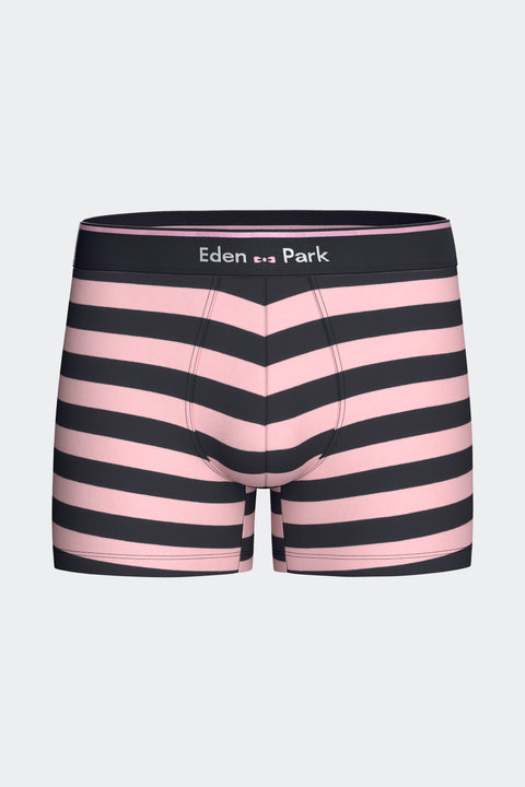 Lot de 2 boxers en jersey de coton stretch unis et rayés marine et rose - Image 3