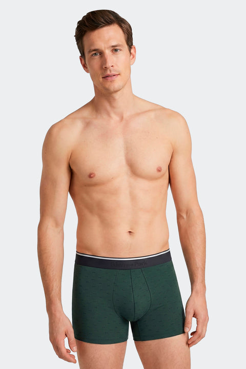 Lot de 2 boxers en jersey de coton stretch unis et imprimés vert - Image 2
