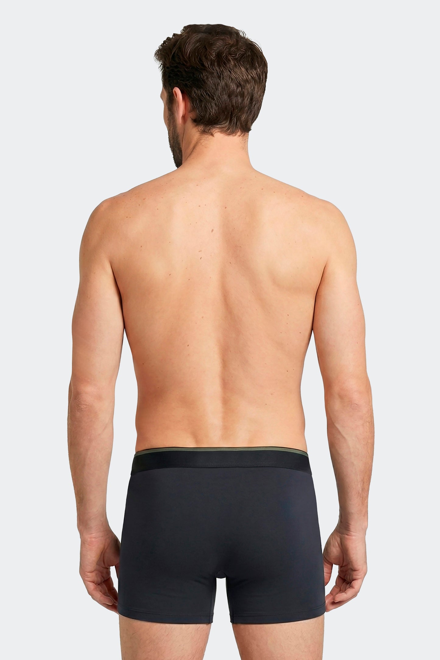 Lot de 2 boxers en jersey de coton stretch unis et damiers marine et kaki