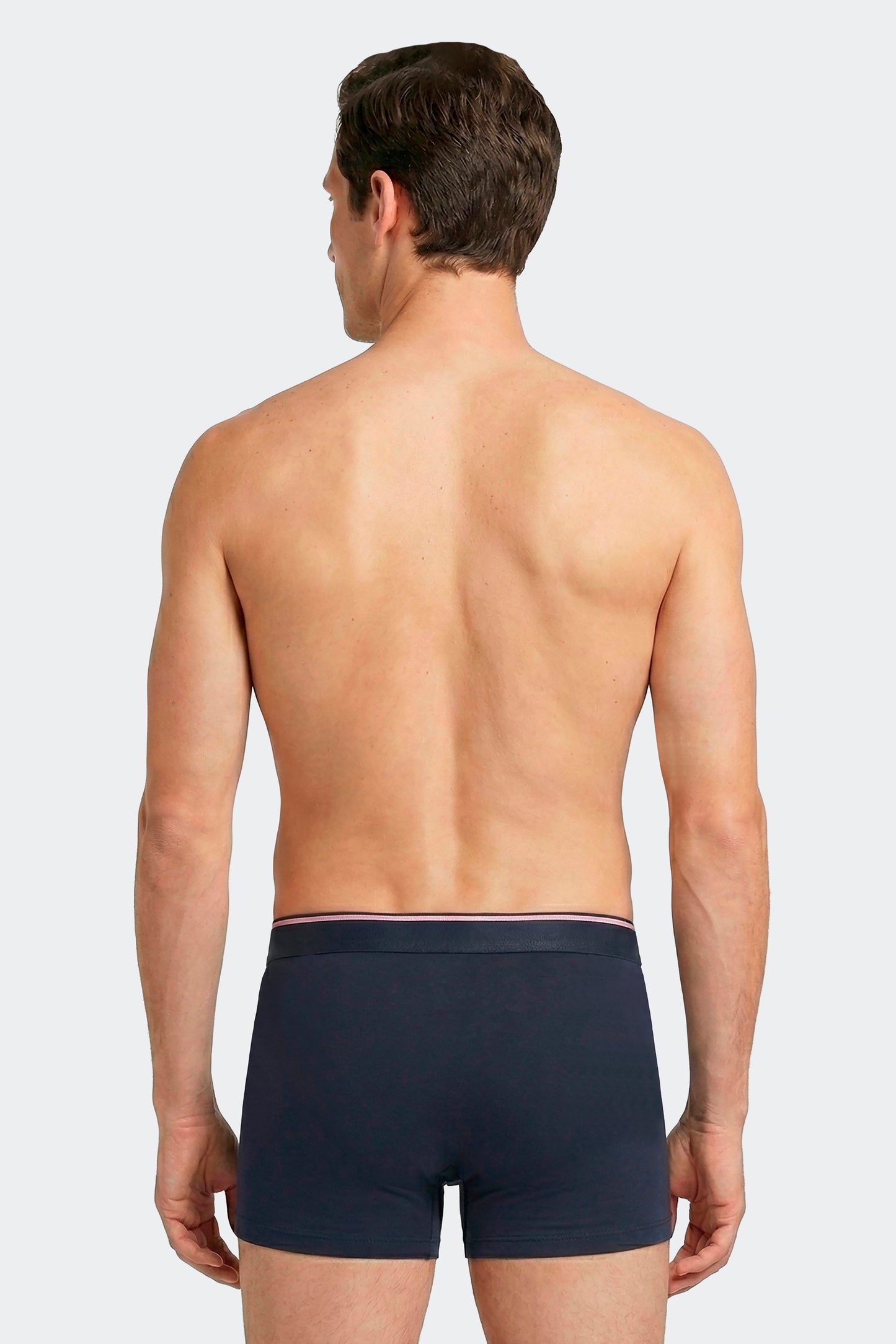 Lot de 2 boxers en jersey de coton stretch unis et damiers marine et rose