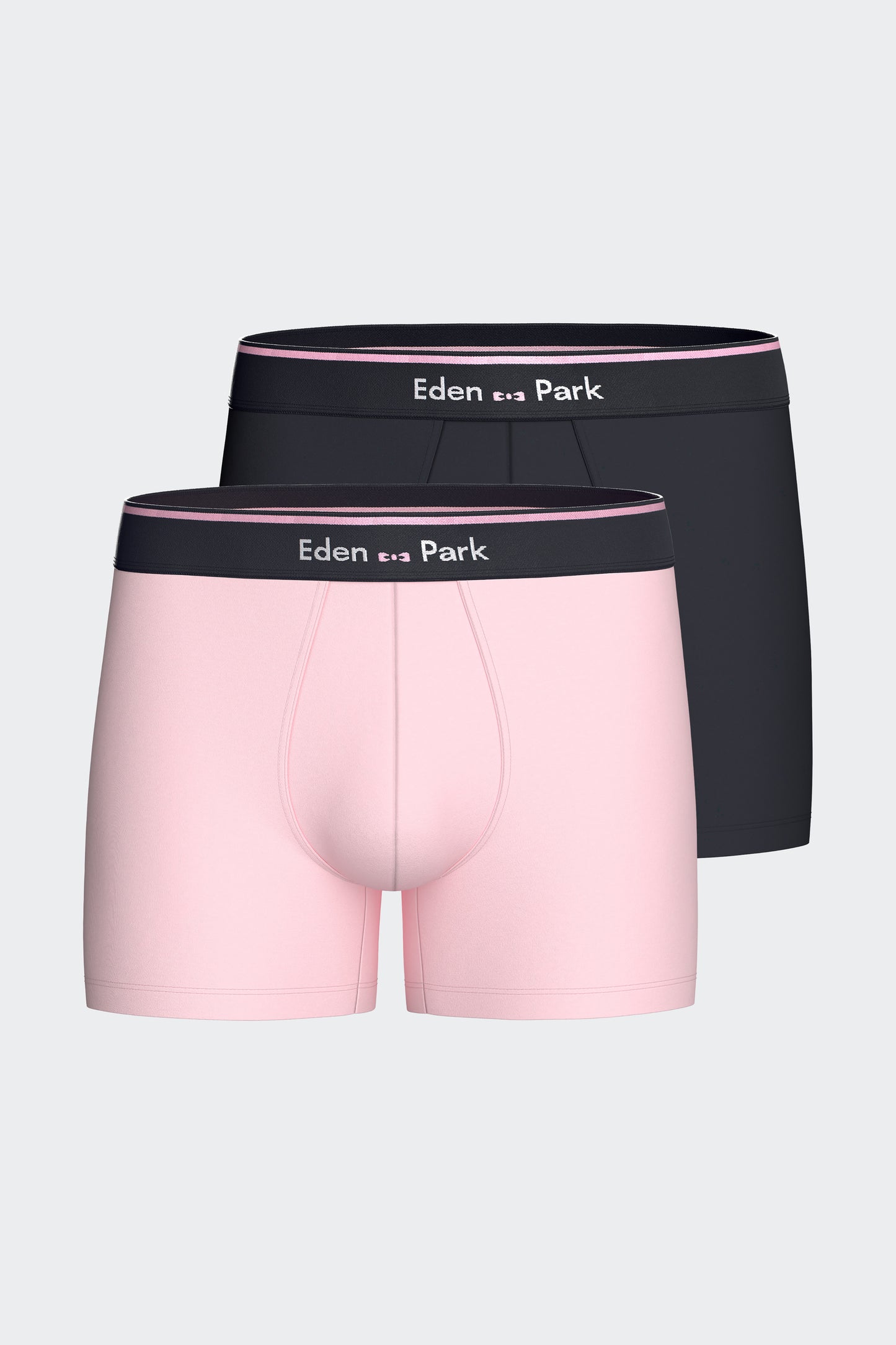 Lot de 2 boxers en jersey de coton stretch unis marine et rose