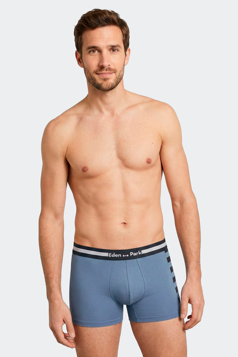 Lot de 2 boxers en jersey de coton stretch unis et imprimés marine et ciel - Image 2