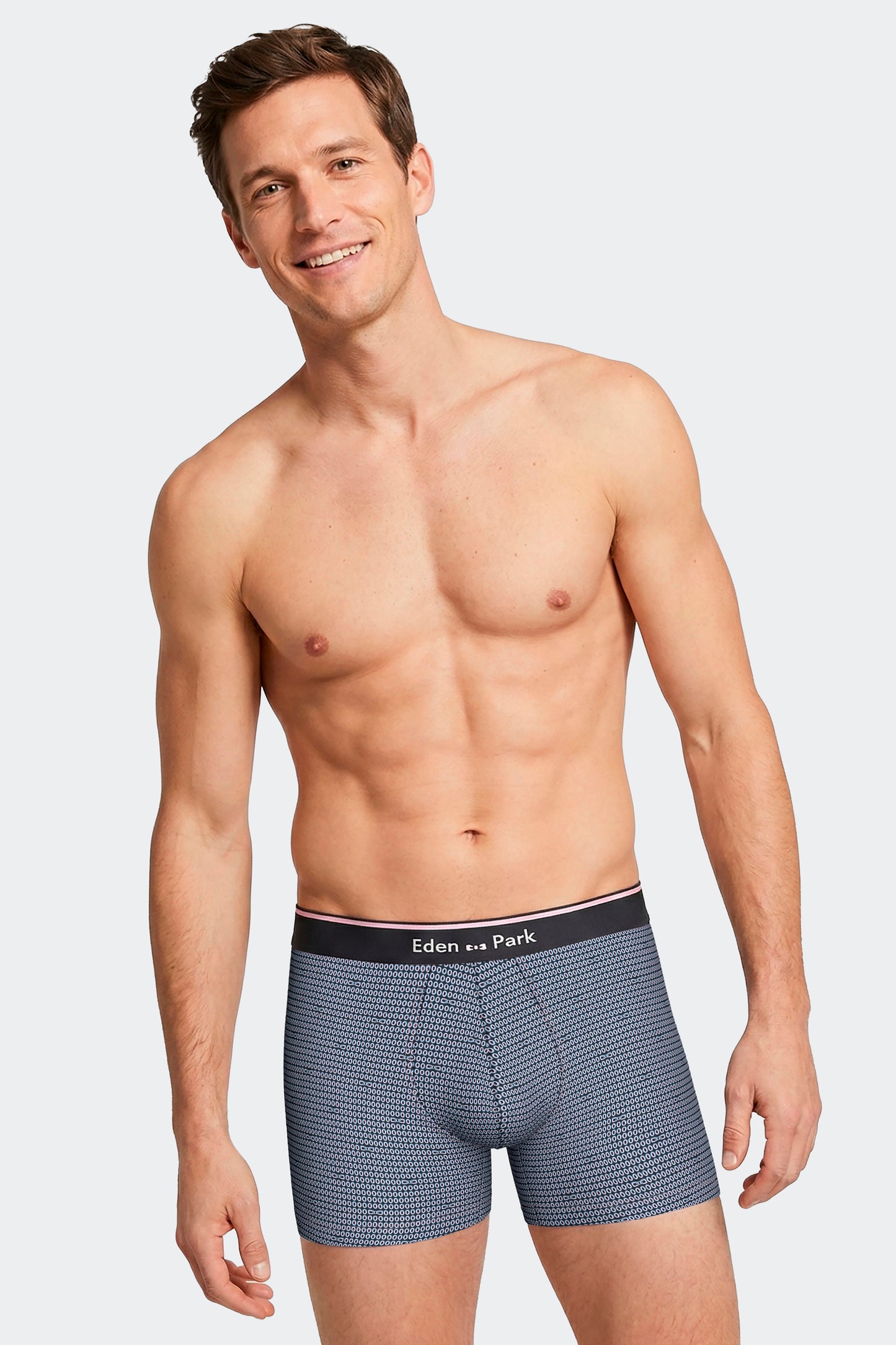 Lot de 2 boxers en jersey de coton stretch unis et imprimés bleu