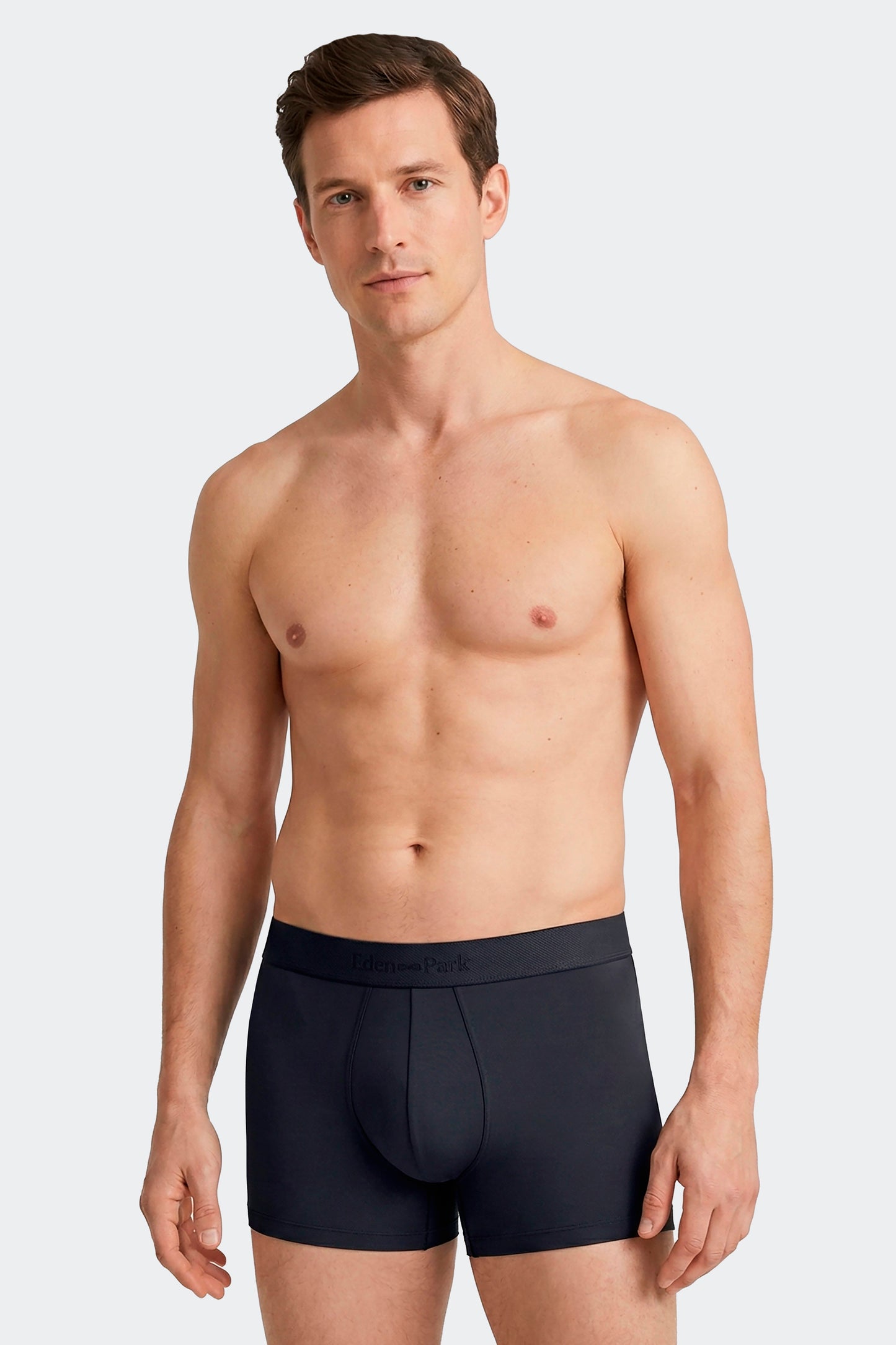 Lot de 2 boxers en jersey de coton stretch unis marine et imprimés pois ciel