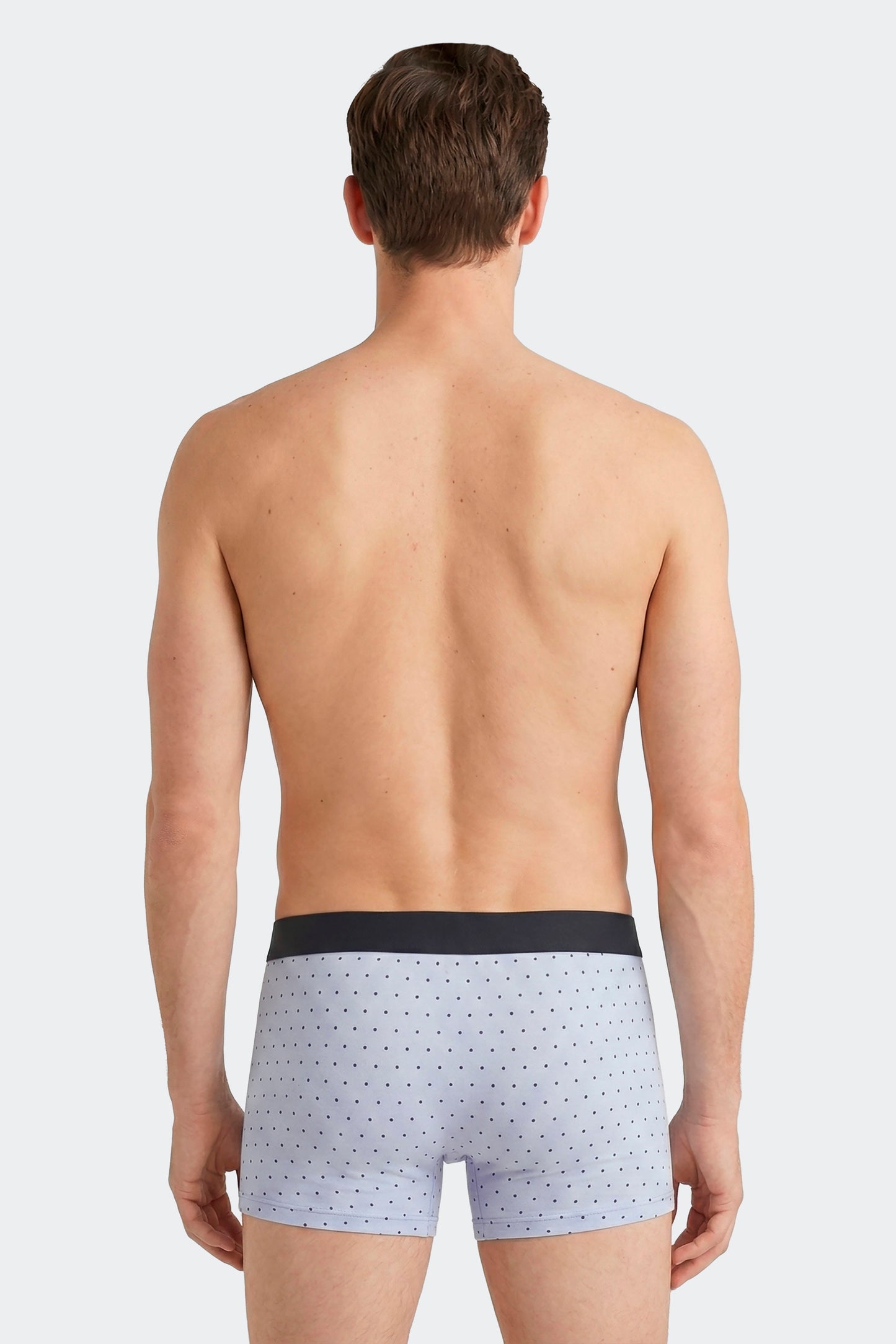 Lot de 2 boxers en jersey de coton stretch unis marine et imprimés pois ciel