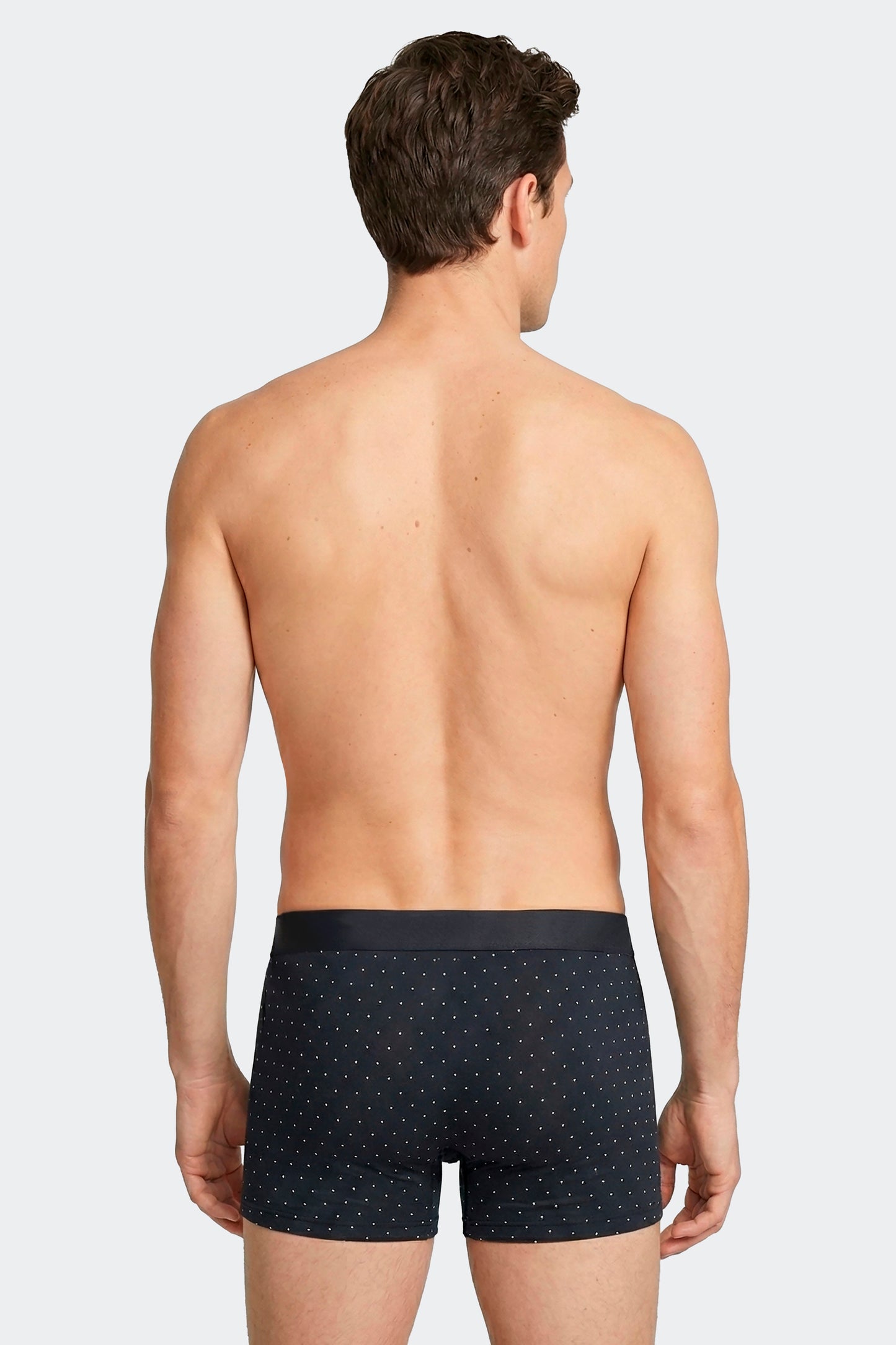 Lot de 2 boxers en jersey de coton stretch unis et imprimés pois marine