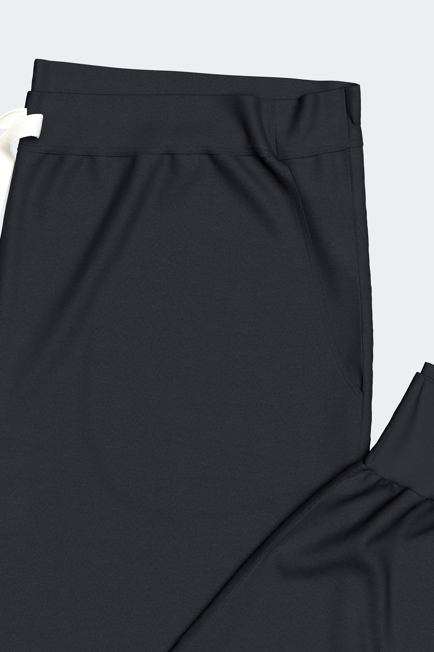 Ensemble pyjama long en coton T-shirt uni écru et pantalon marine