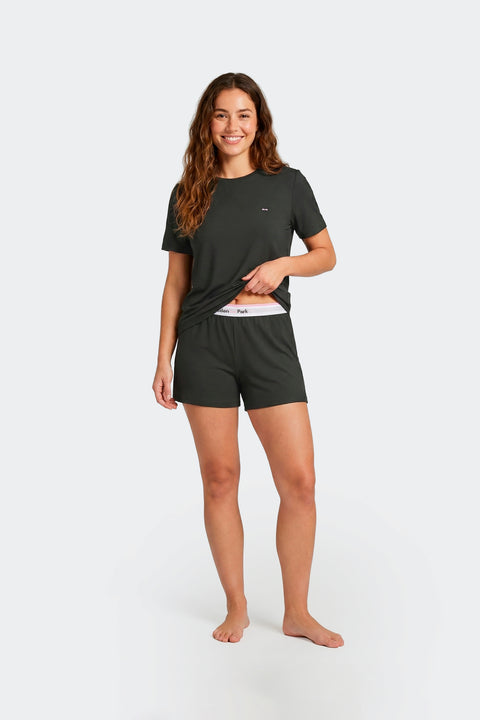 Ensemble pyjama court en Tencel stretch noir - Image 2