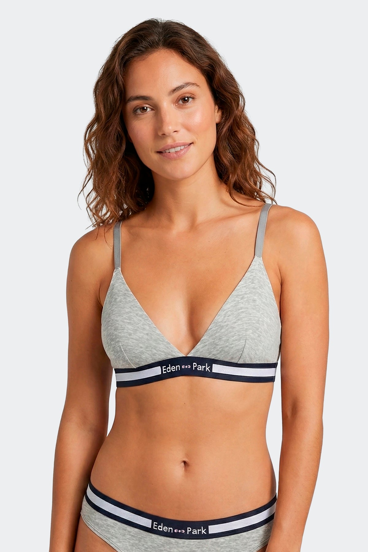 Soutien-gorge triangle en coton stretch gris élastique siglé