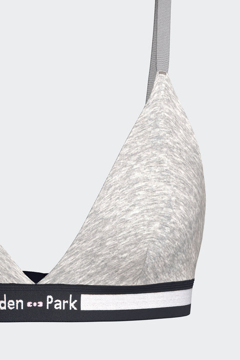Soutien-gorge triangle en coton stretch gris élastique siglé - Image 3