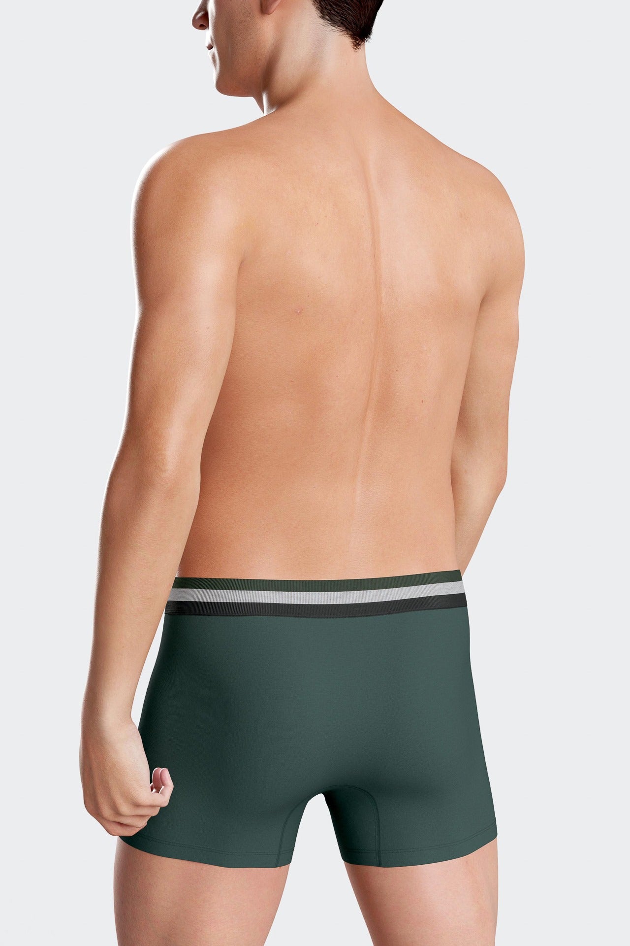 Lot de 2 boxers en coton stretch élastique tricolore vert