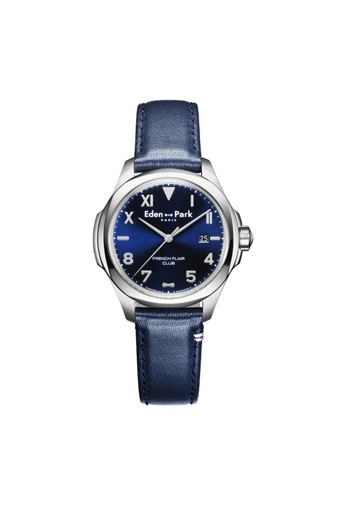 Blue leather quartz watch - Image 1