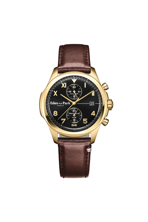 Montre à quartz Dual Time Noire et Or - Image 1