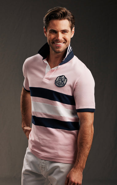 Maillot rose à galons rayés en jersey de coton upcyclé Pap'Atelier