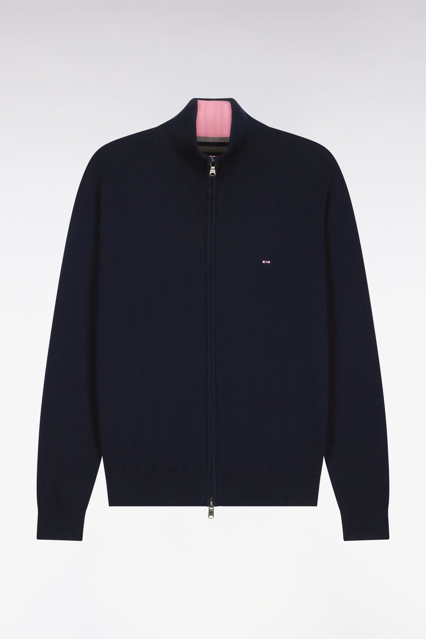 Cardigan bleu marine zippé en coton