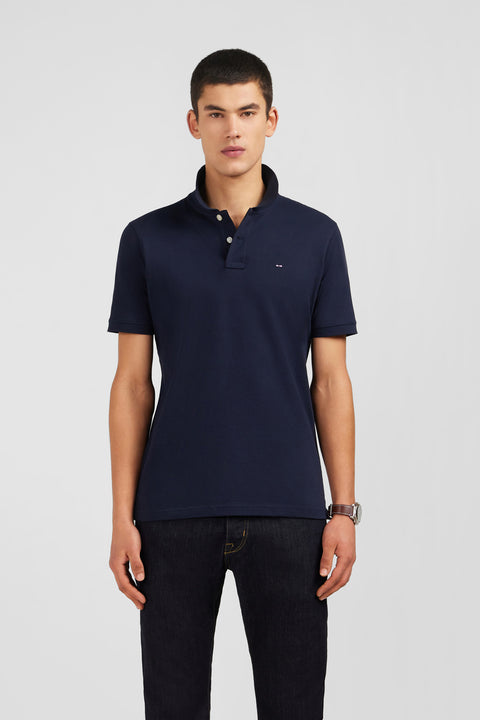 Polo bleu marine en coton pima stretch - Image 1