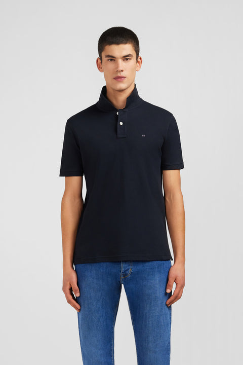 Polo noir en coton pima stretch - Image 1