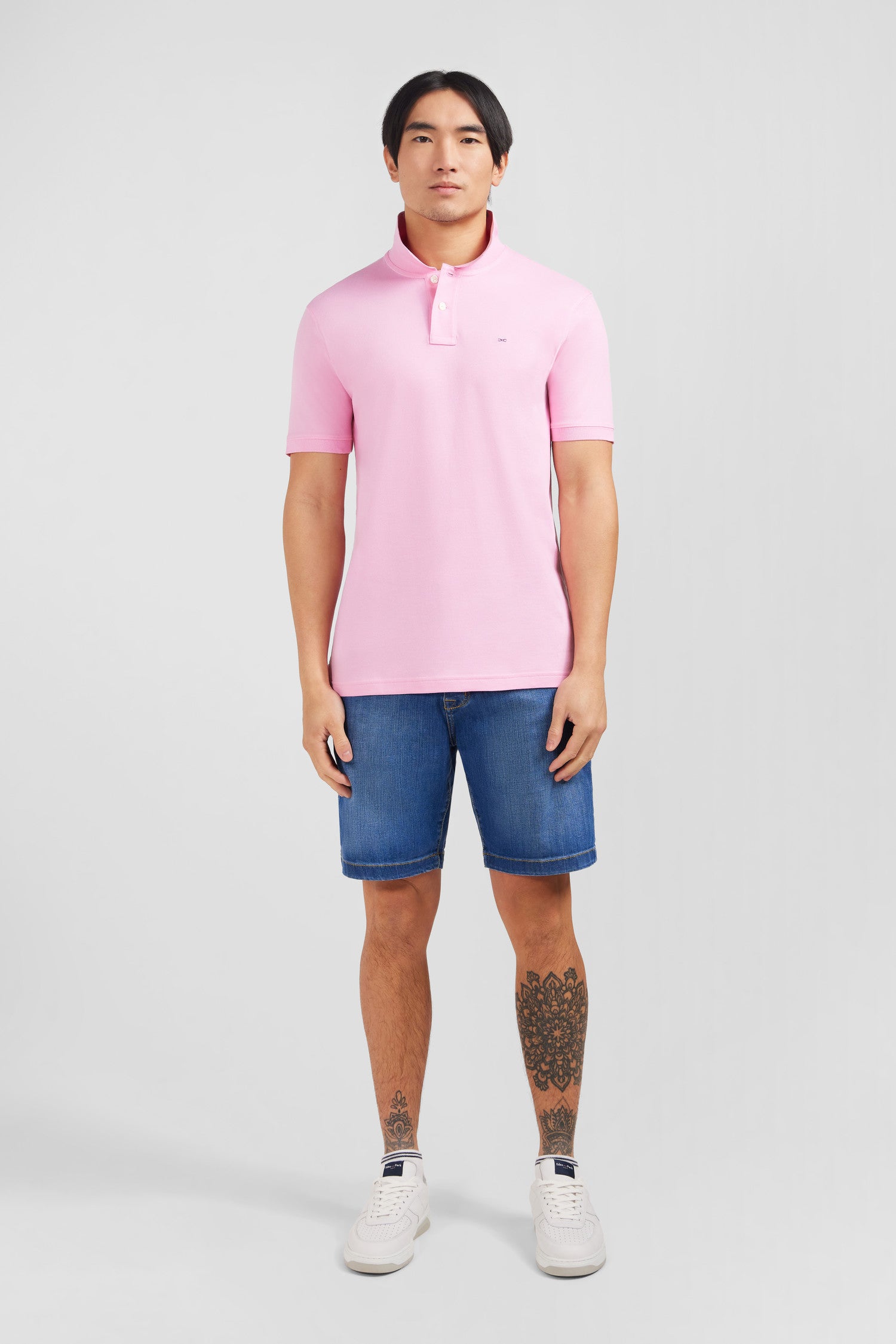 Polo rose en coton pima stretch