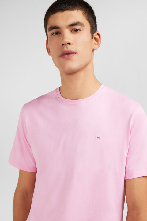 T-shirt rose col rond à manches courtes - Image 1