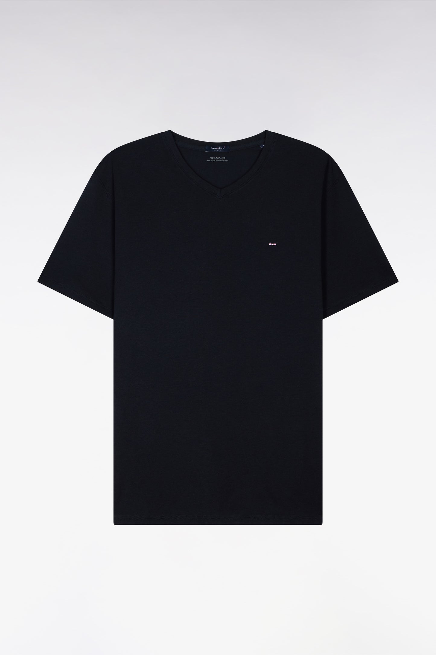 T-shirt noir col V à manches courtes