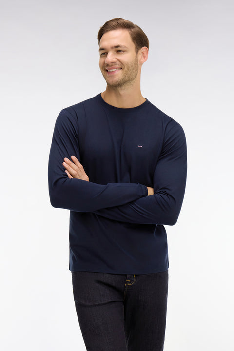 Long sleeved navy blue cotton t-shirt - Image 3