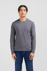 T-shirt gris col V à manches longues