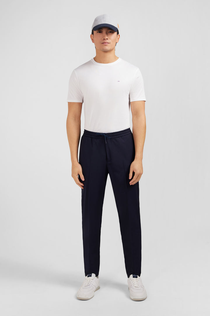 Pantalon taille élastiquée bleu marine