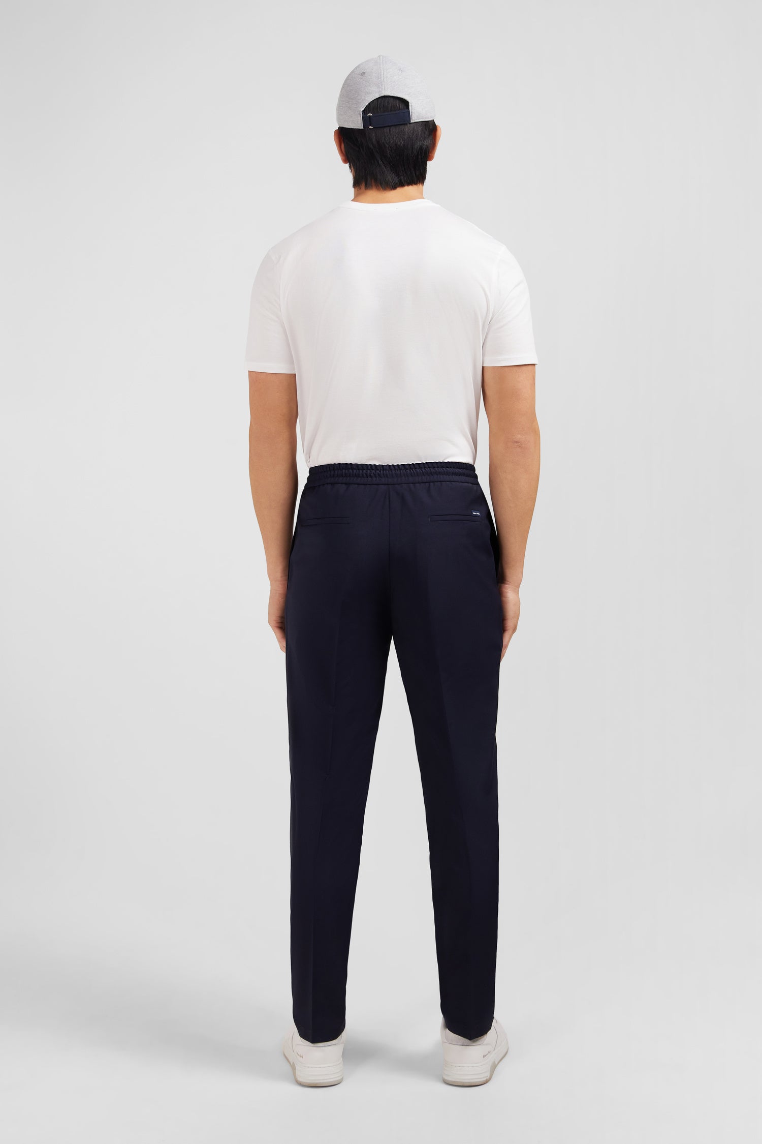 Pantalon taille élastiquée bleu marine