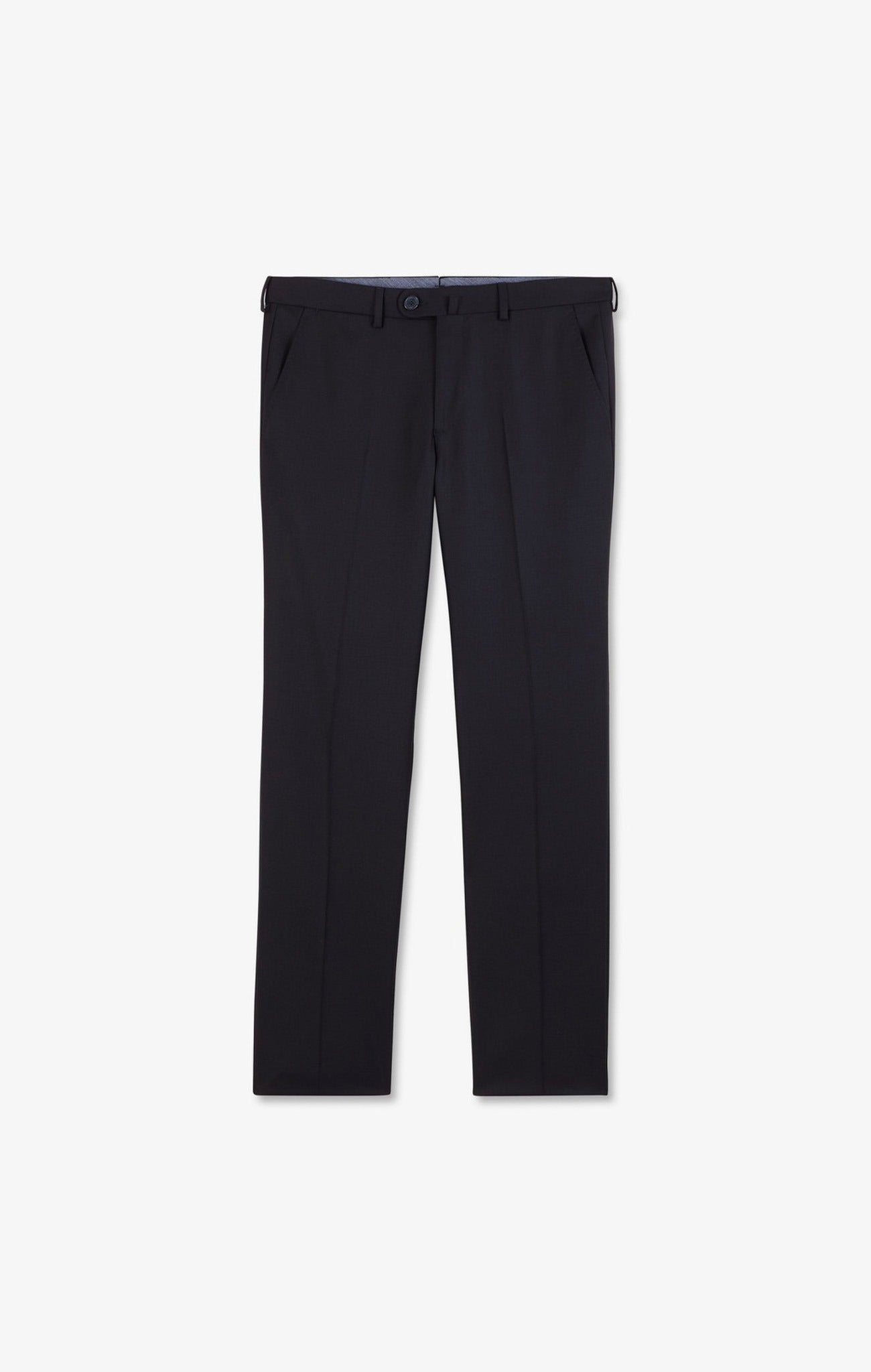 Pantalon regular bleu foncé en laine à plis cassés