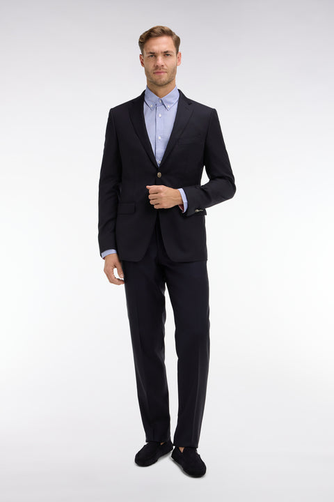 Regular dark blue wool trousers with broken fold - Image 3