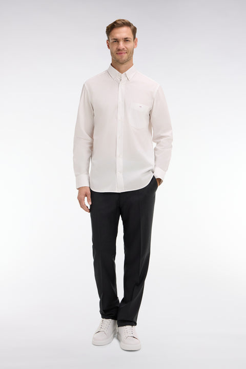 Pantalon regular gris foncé en laine à plis cassés - Image 3