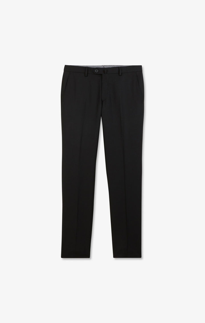 Pantalon slim noir en laine à plis cassés