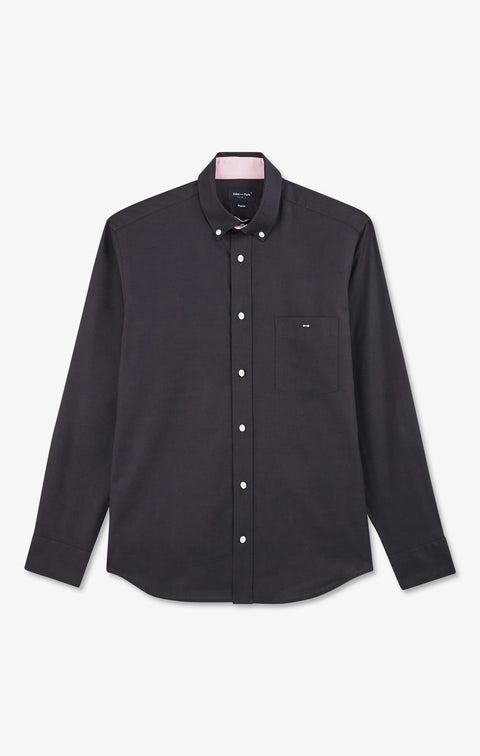 Chemise gris foncé unie en coton - Image 2