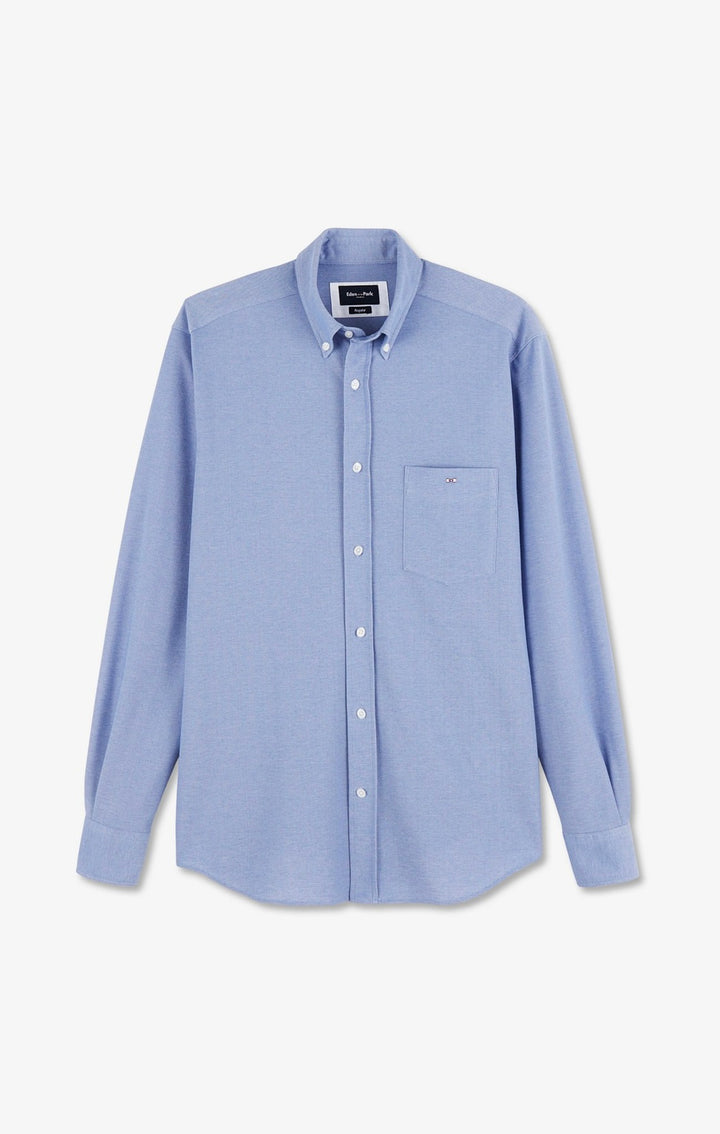 Chemise slim en coton pinpoint bleu