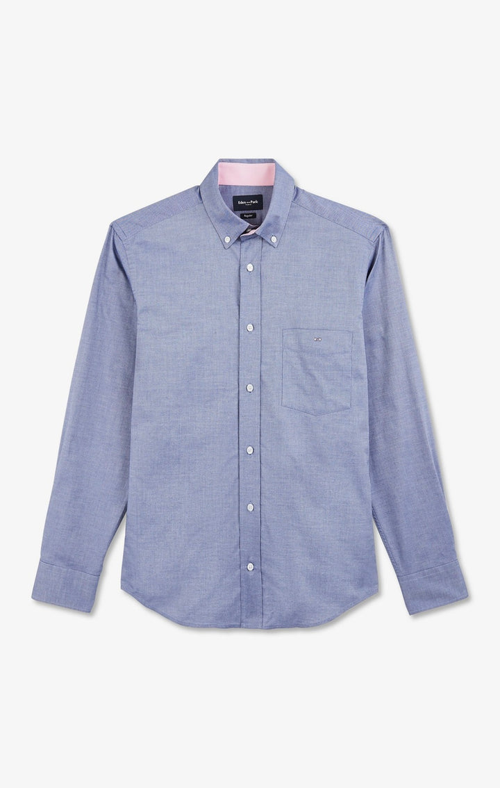 Chemise bleu marine unie en coton