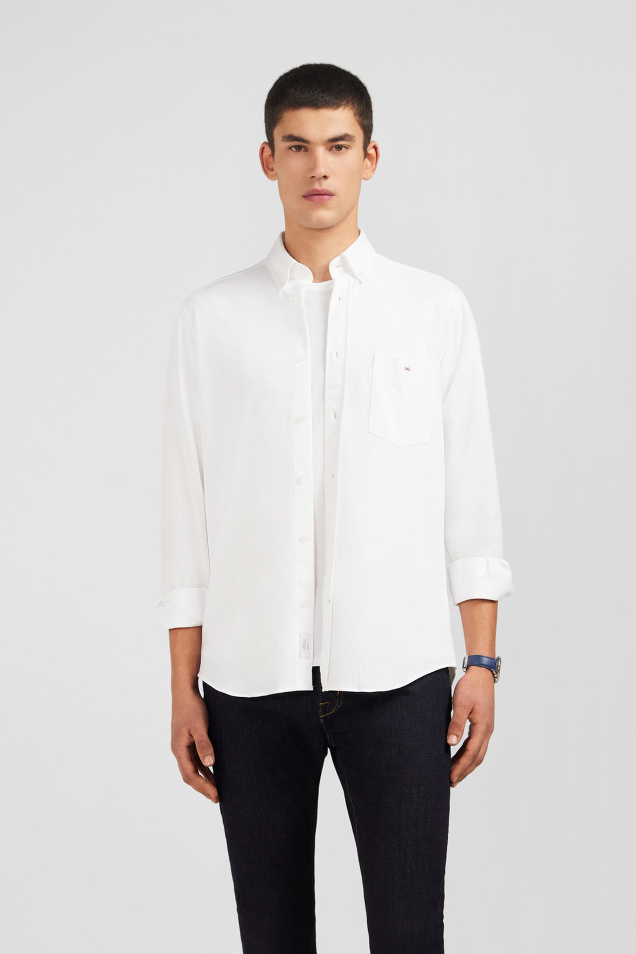 Chemise en coton pinpoint blanc