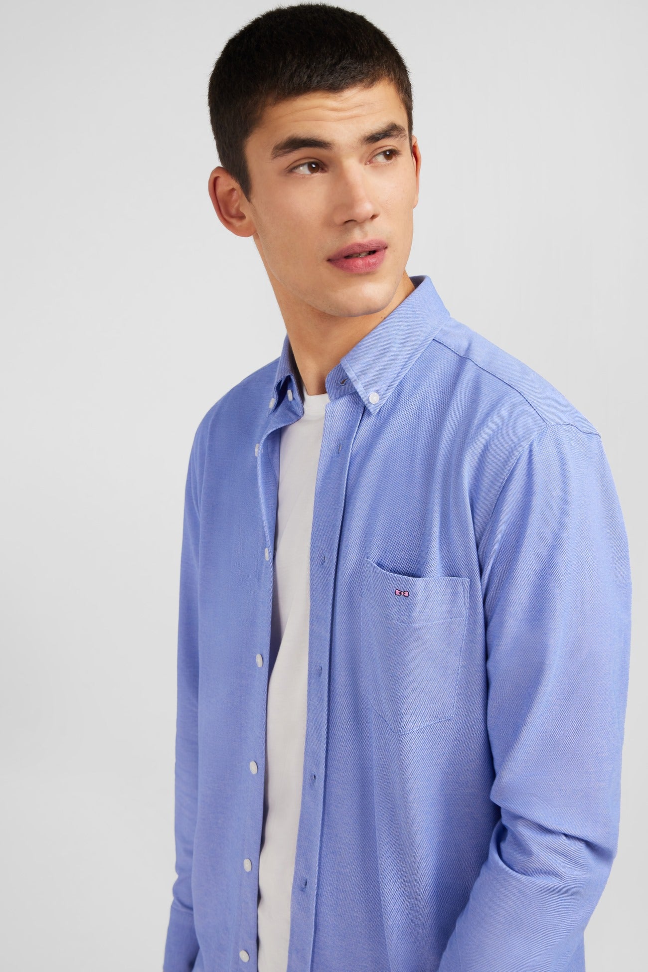 Chemise en coton pinpoint bleu